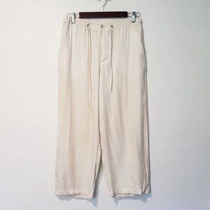 SILK BLEND PANTS CREAM IVORY RESORT VACATION SZ S